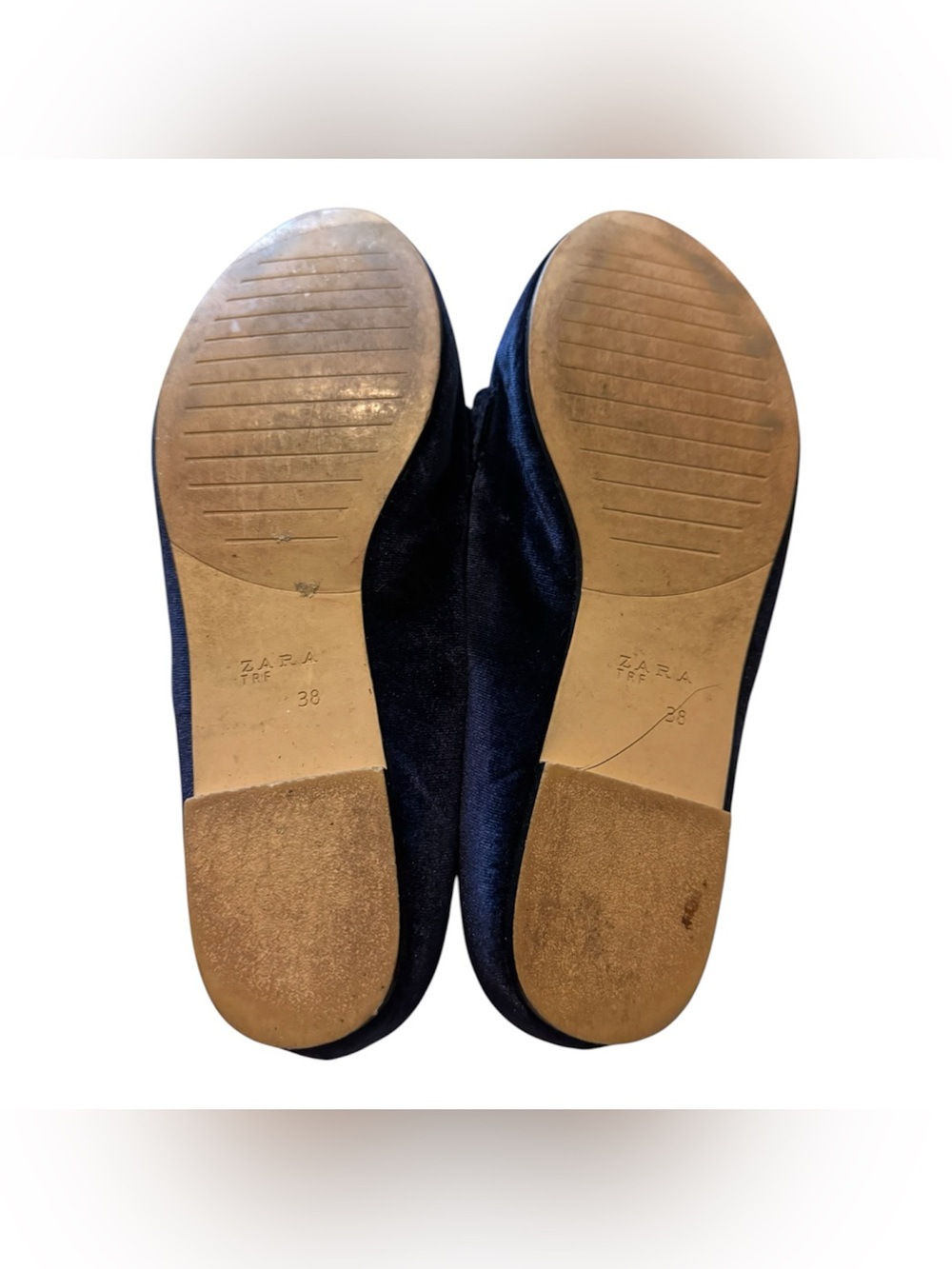 Zara Dark Navy Blue Velvet Loafers Flats Slip On Penny Loafers EU 38 US 7.5 - Picture 5 of 7